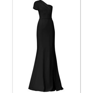 Amsale Nadia Women’s Black One Shoulder High Low Maxi Dress Size 14